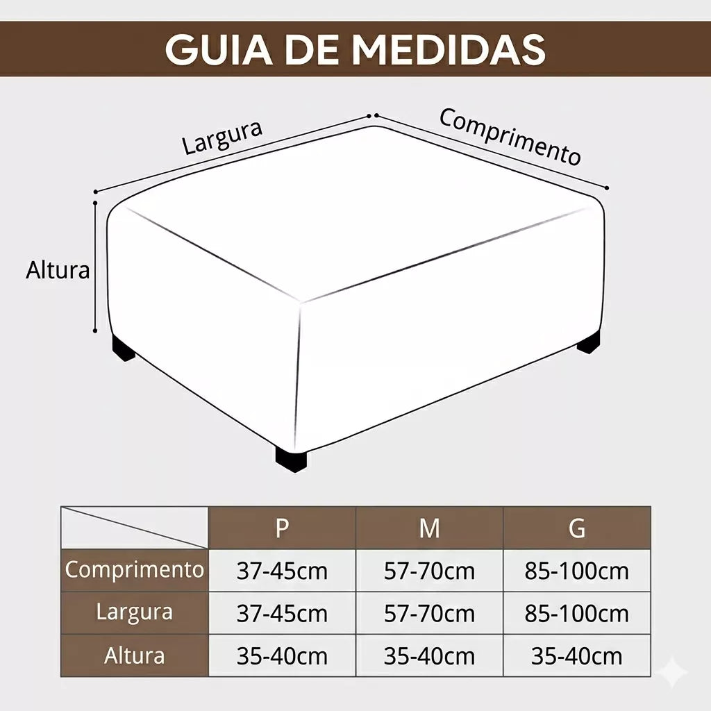 medidas Capa para Puff - Tecido Jacquard Anti-Arranhão