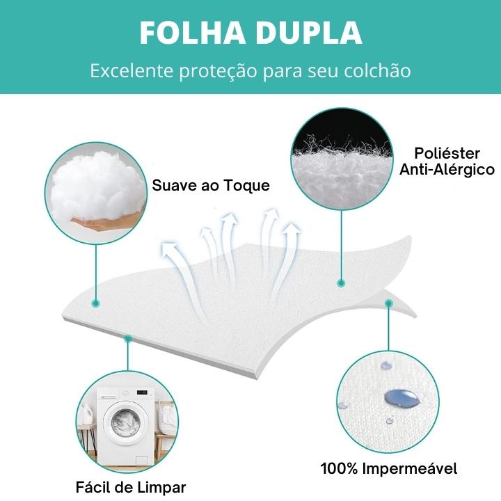 Capa de Colchão 100% Impermeável - Folha dupla Poliéster/TPU