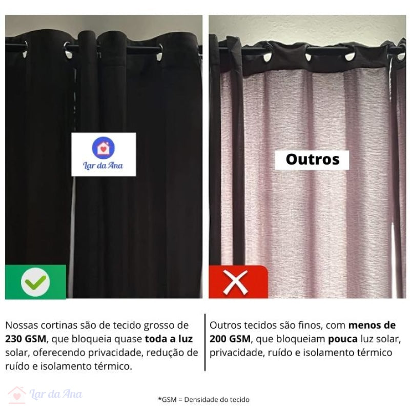 Cortina Blackout para Quarto, Sala, Berçário com Isolamento Térmico