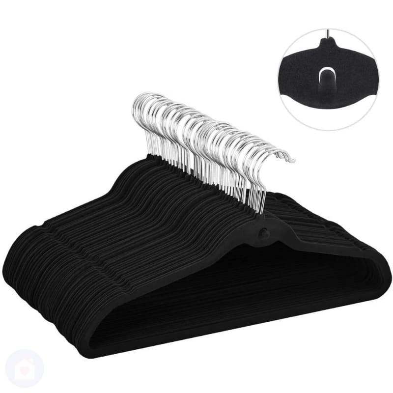 Kit Cabide de Veludo com Cascata Preto Lar da Ana