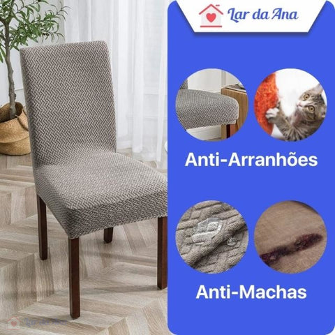 Kit Capas de Cadeira Impermeável - Tecido Jacquard lar da ana