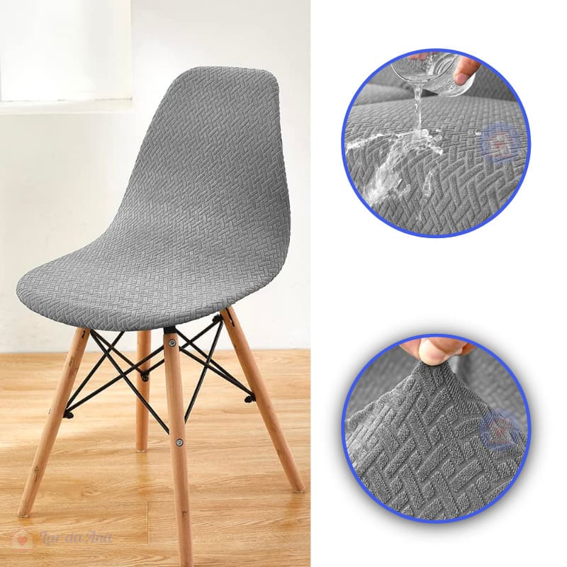 Kit Capas de Cadeira Eames Eiffel - Tecido Jacquard Lar da Ana cinza claro