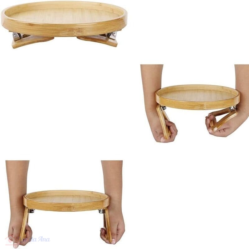 Suporte para Braço de Sofá em Madeira Bambu Redondo