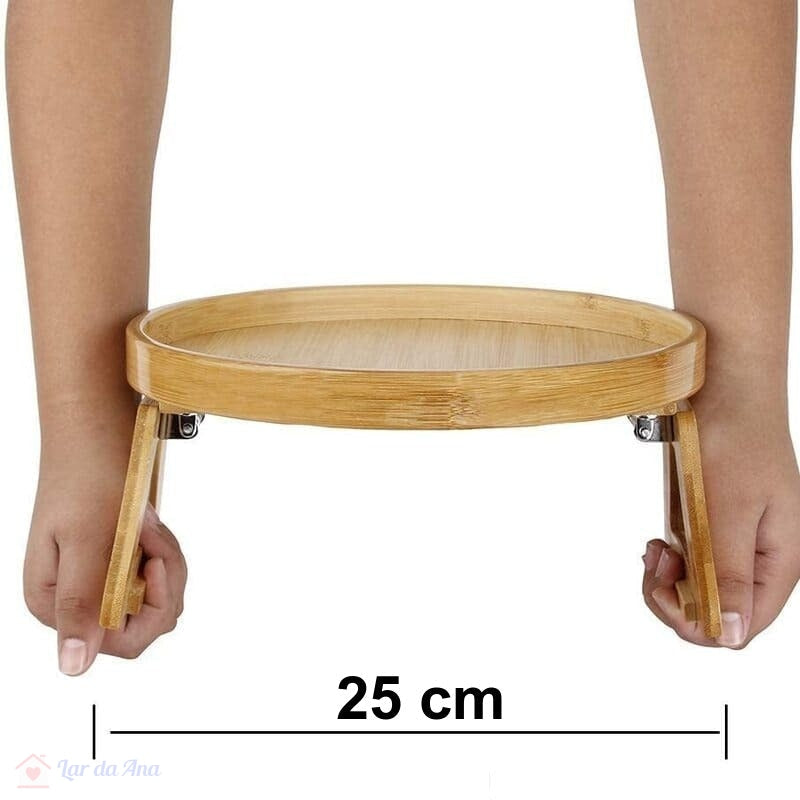 Suporte para Braço de Sofá em Madeira Bambu Redondo