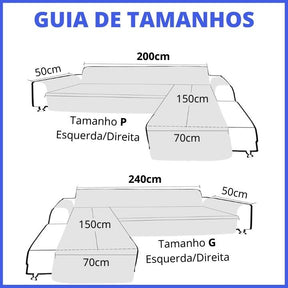 Protetor de Sofá de canto/em L/chaise - Impermeável