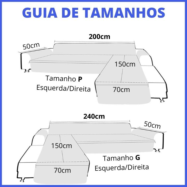 Protetor de Sofá de canto/em L/chaise - Impermeável